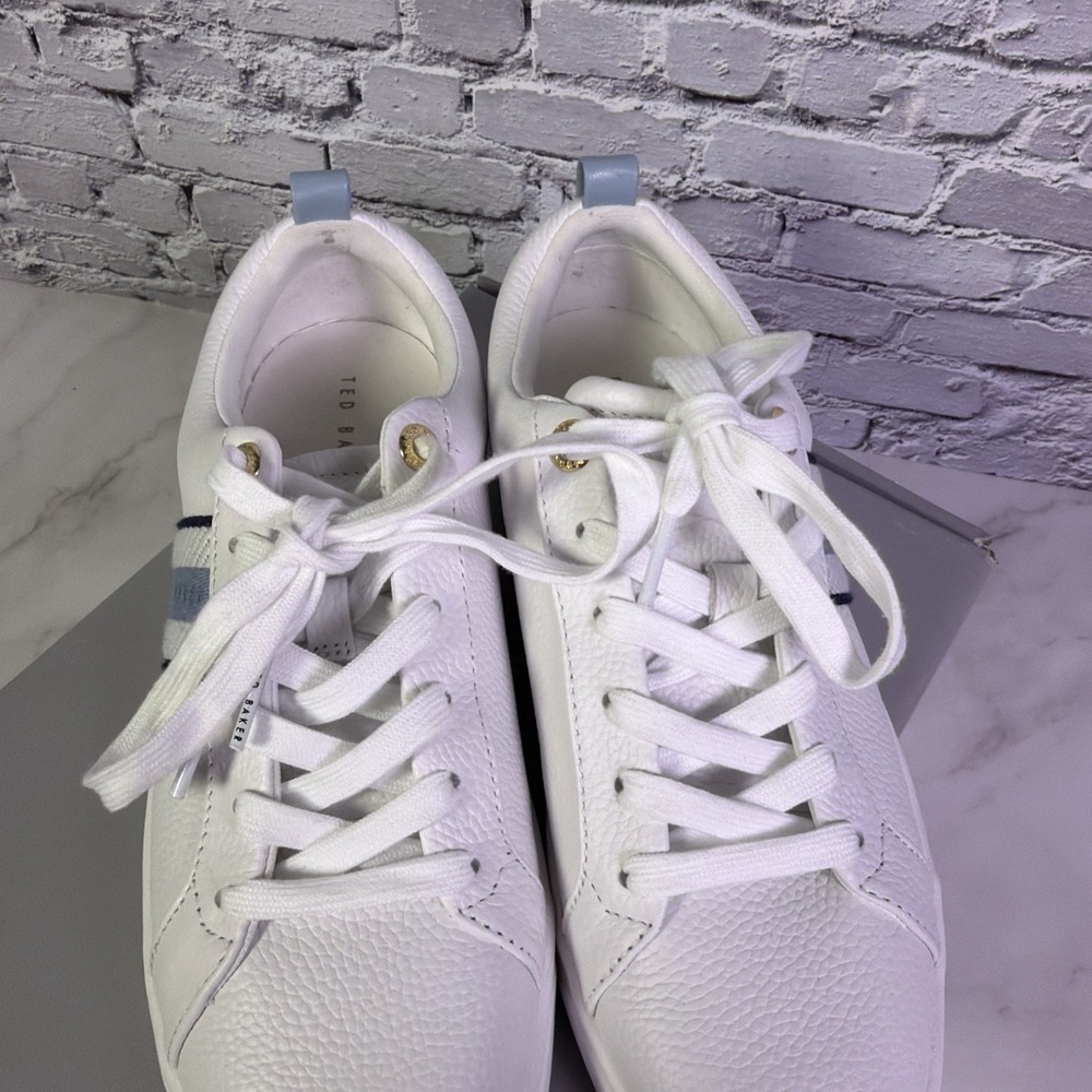 Ted Baker "Bailey Icon" Women's Classic Leather Tennis Shoe (Blue-White) Size 8 - Picture 6 of 8